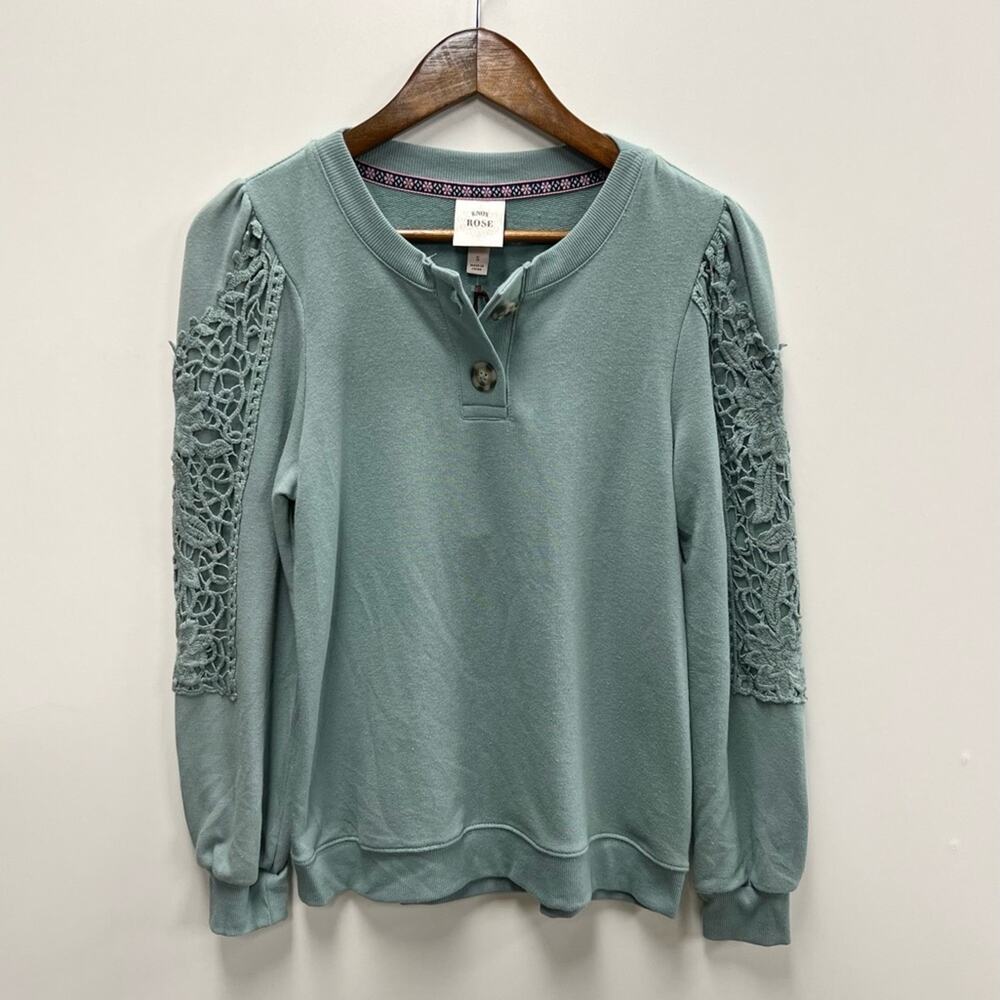 Knox Rose | Light Green Lace Pullover Sweater